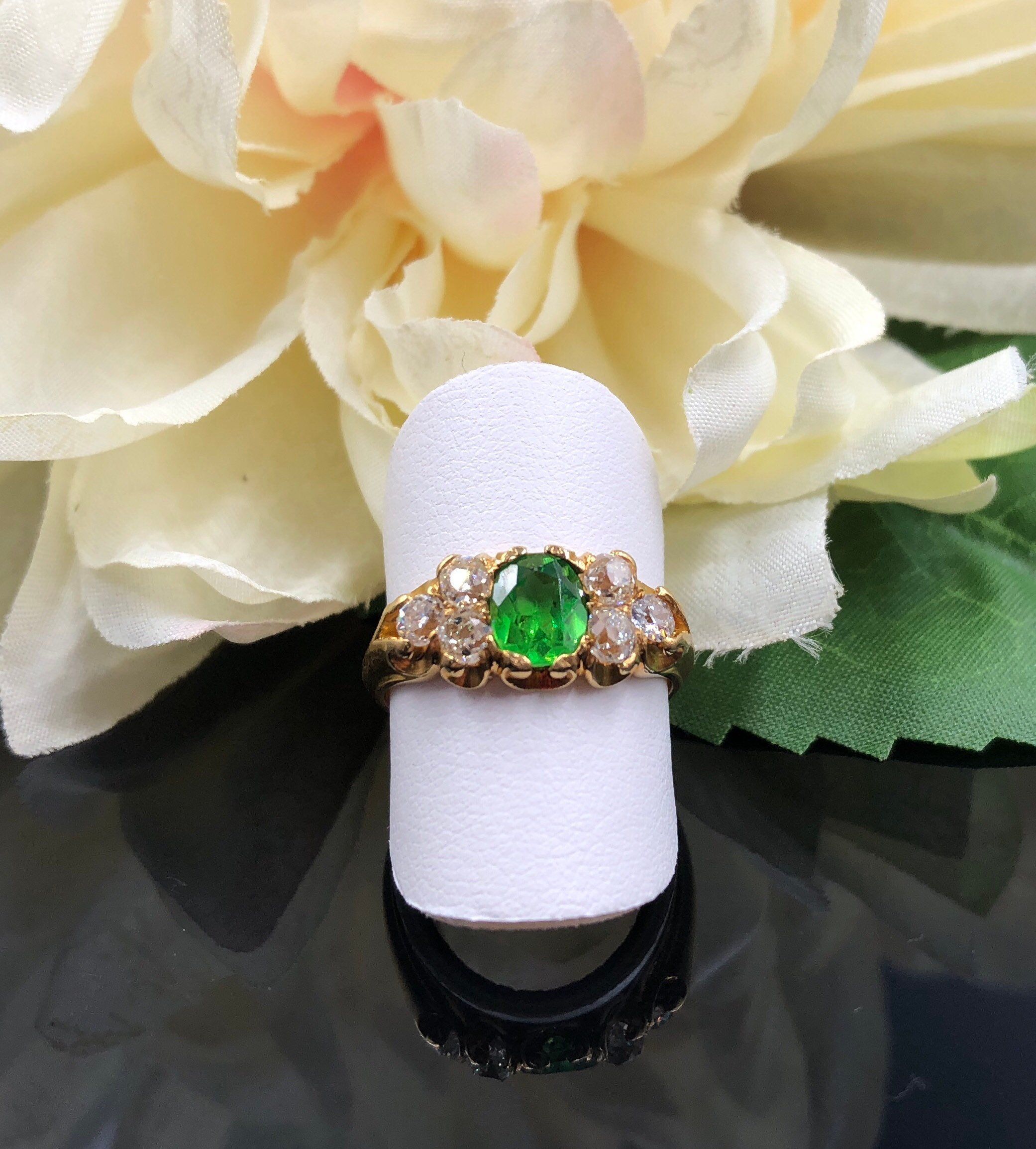 Green garnet and diamond on sale ring