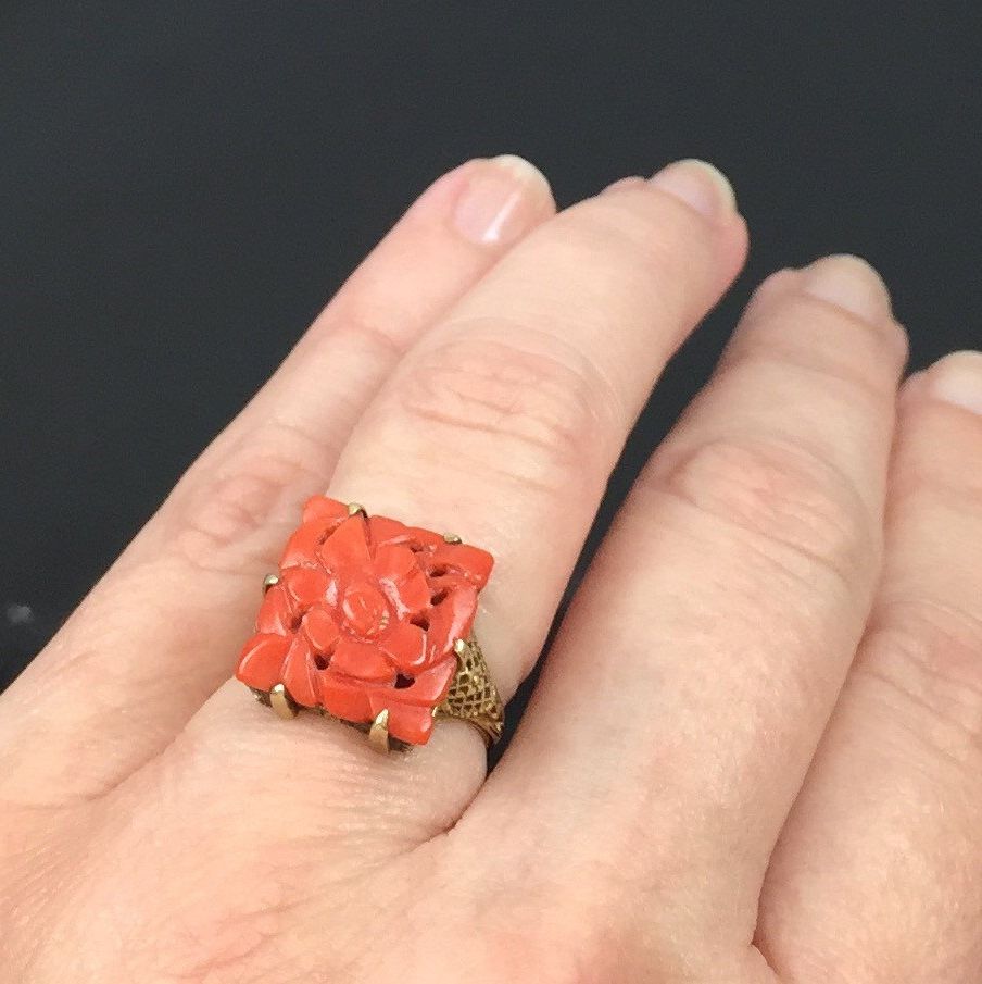 Carved deals coral ring