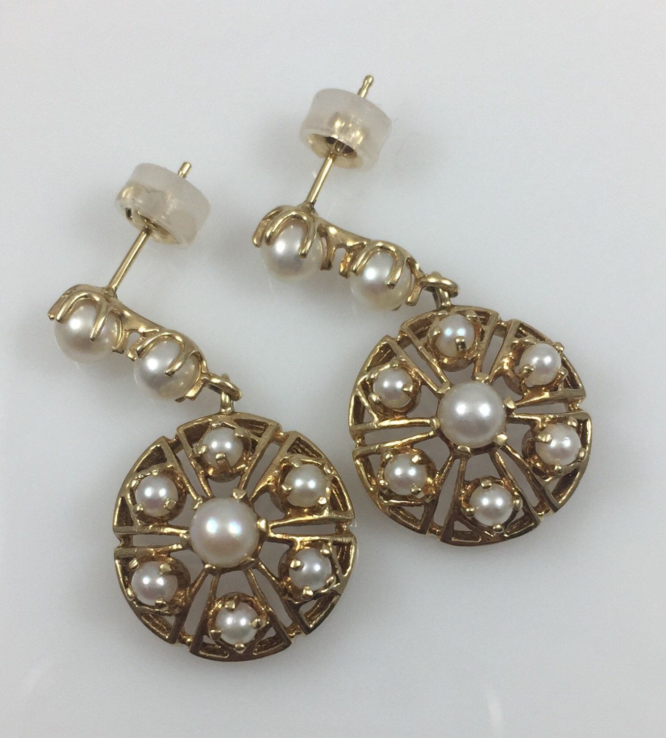 Vintage Pearl Earrings with Gold and Silver Plating