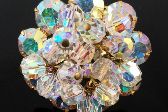 Juliana AB Crystal Bead Rhinestone Cluster Brooch 