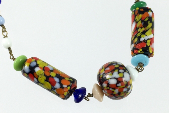 rare  Japan antique beads Estate jewelry 1940's Estate Venetian glass art glass bead choker necklace