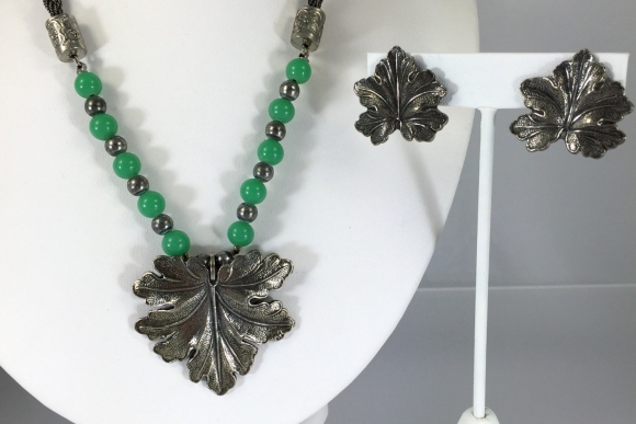 Anne Klein for Accessocraft Antiqued Silver Leaf Necklace