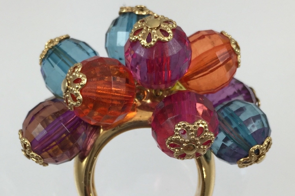 Kate Spade Multi Color Bead Cha Cha Ring Vintage Size 7