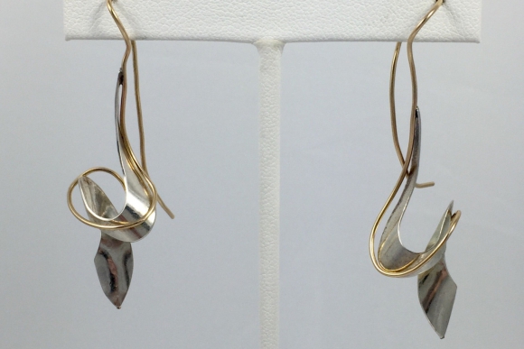 14K Sterling Silver Wire Pierced Earrings - Hand Wrought Artisan