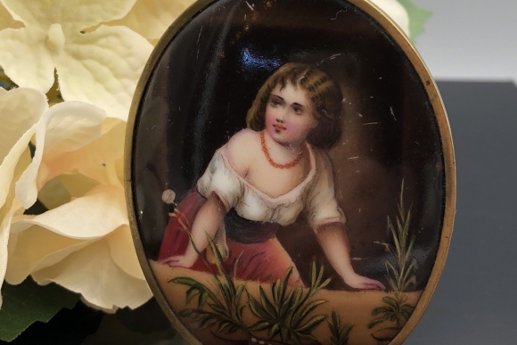 Victorian Painted Porcelain Portrait Brooch