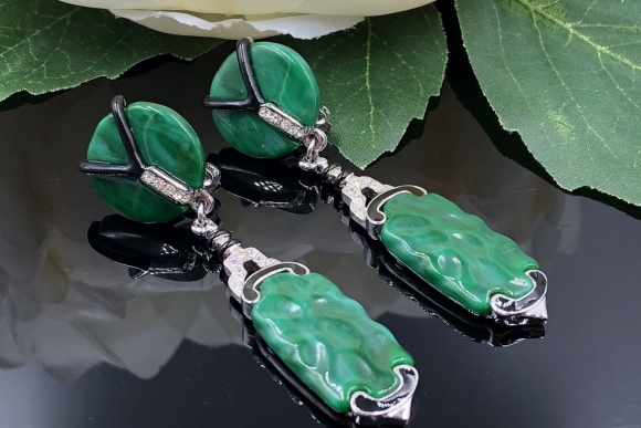 Art Deco 89 Faux Jade Dangle Earrings