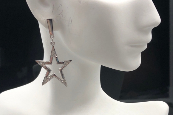 Givenchy Silver Star Dangle Earrings