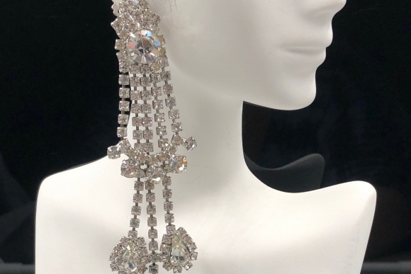 Extra Long Rhinestone Statement Earrings