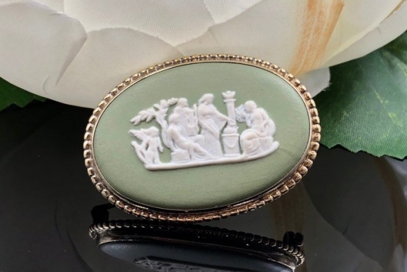 Wedgwood Green Jasperware Brooch