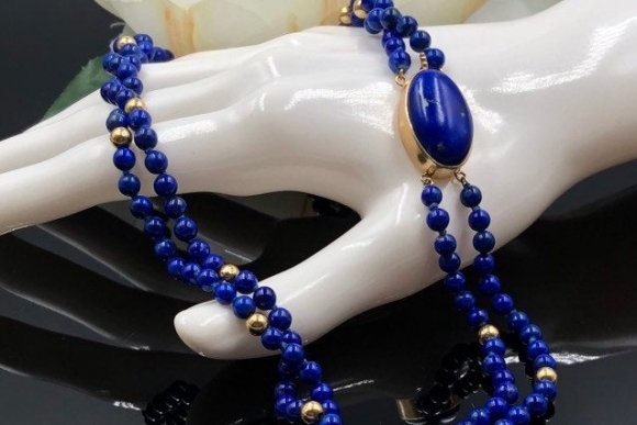 Lapis Lazuli gemstone sterling silver pendant handmade necklace at ₹12550 |  Azilaa