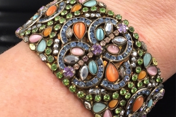 Sorrelli Wide Cuff Bracelet, Colorful Swarovski Crystals Statement