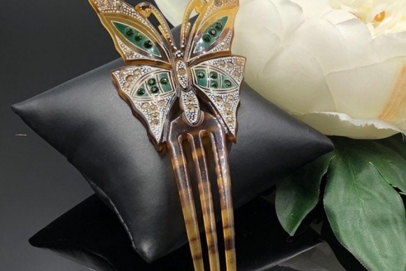 Art Deco Butterfly Hair Comb Rhinestone Mantilla