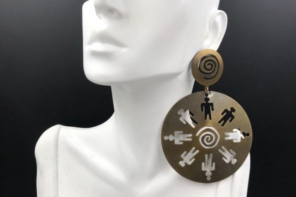 HUGE Brass Cut Out Statement Earrings, Chic Brand Earrings Original Card