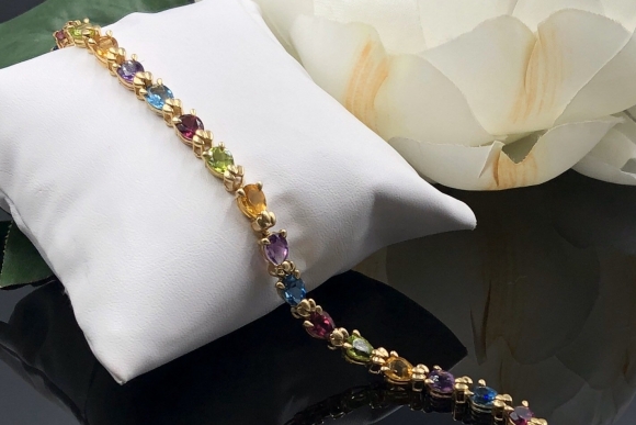 14K Rainbow Gemstone Bracelet