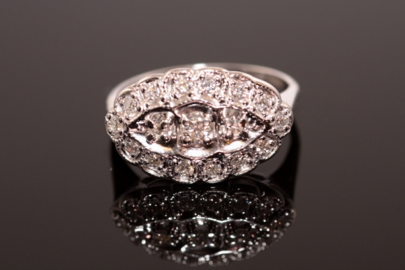 1950s 14K Diamond Princess Ring