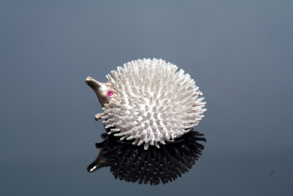 Sterling and 14K Hedgehog Pin