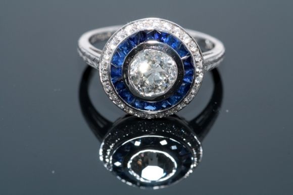 Diamond and Sapphire Art Deco Style Ring