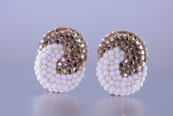 Glitzy Gold & White Richard Kerr Earrings