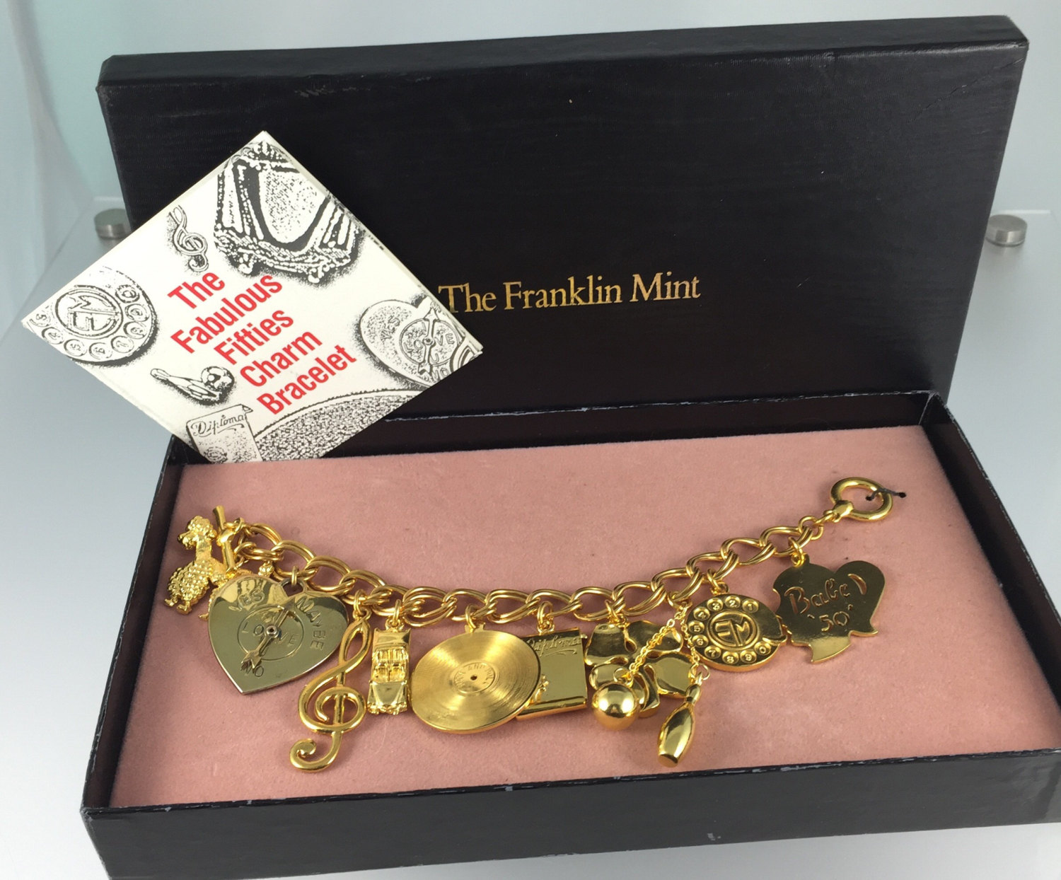 Franklin Mint Fabulous Fifties Charm Bracelet